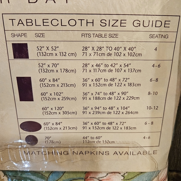 Easter Spring Floral Tablecloth Oblong AND 4 Matching Dinner Napkins BRAND NEW - Picture 11 of 11